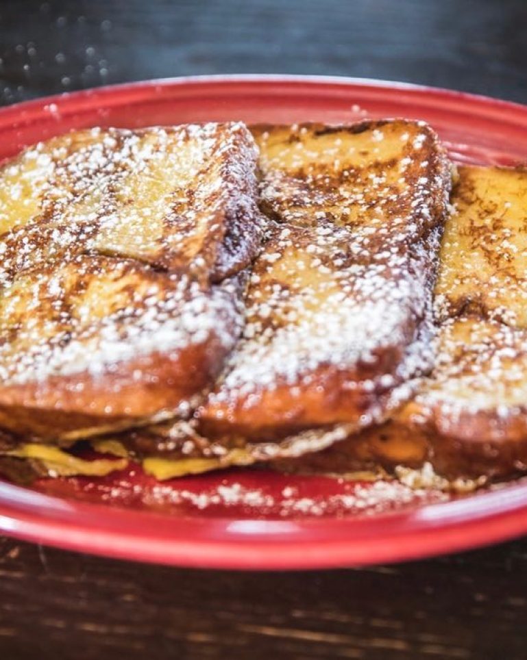 French Toast on a red plate