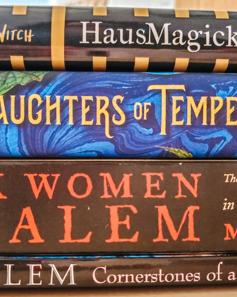 Spines of books about Salem