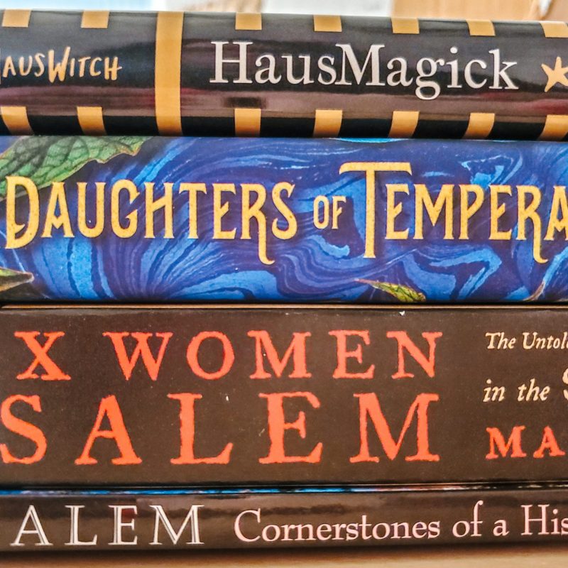 Spines of books about Salem