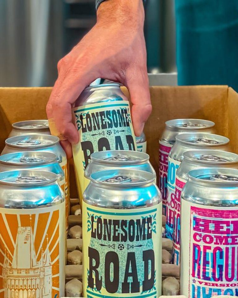 Cans of beer from Notch Brewing