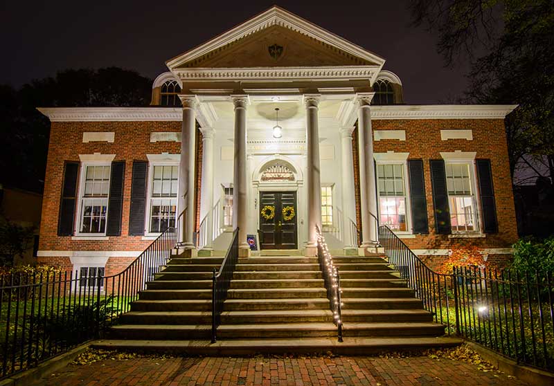 Salem Athenaeum Exterior at night