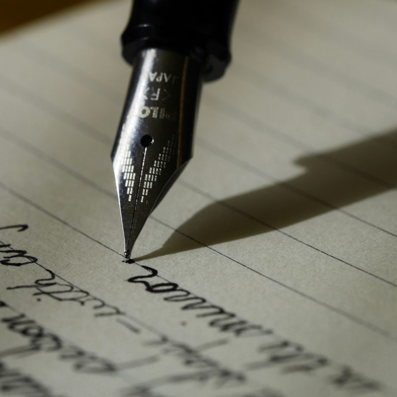 Photo of cursive words written with a fountain pen