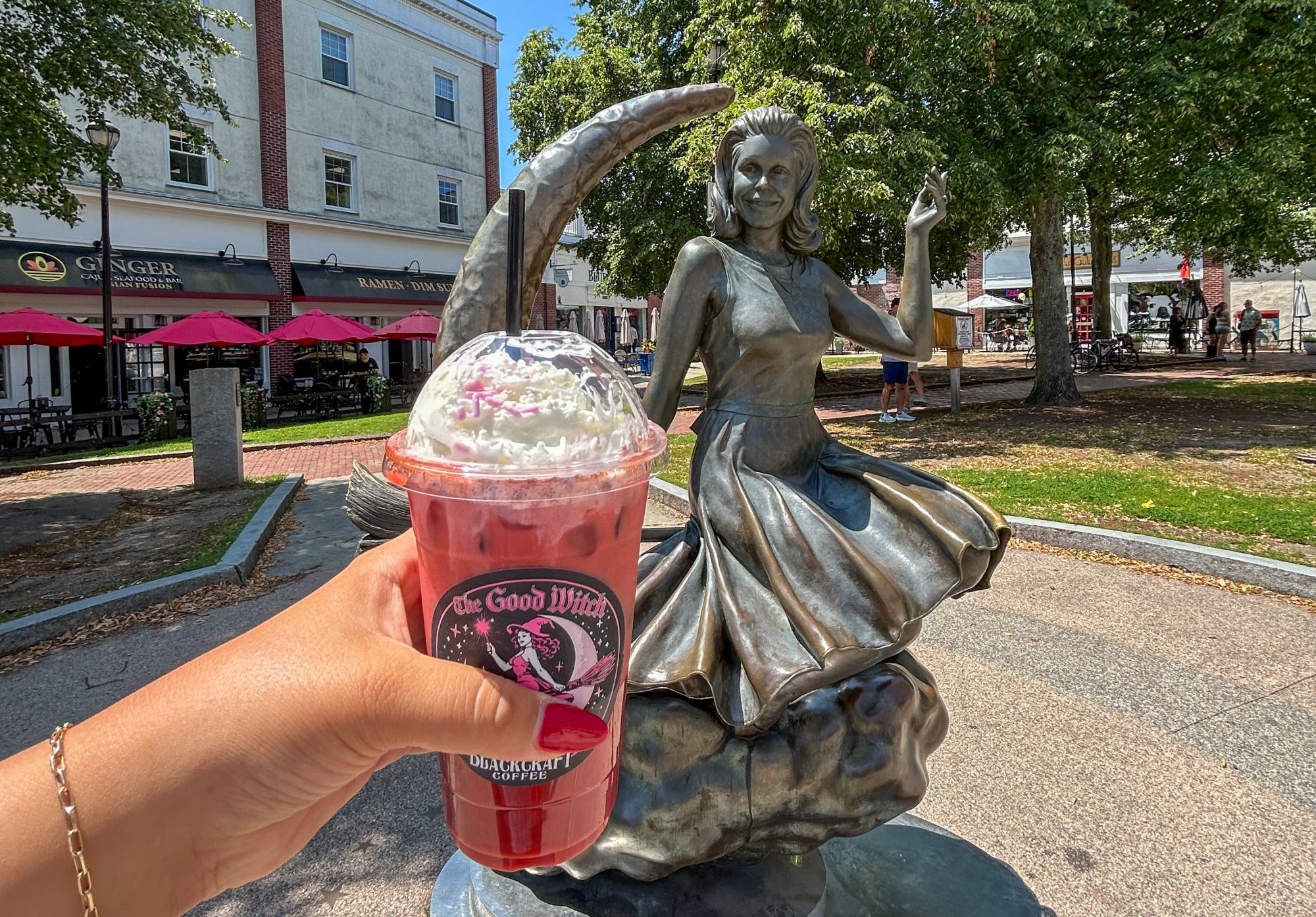 Blackcraft Coffee in front of the Samantha Statue